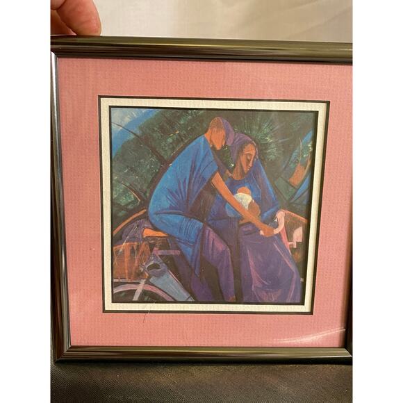 Pro - Framed Wall Art 6 X 6 in. Man, Woman, Child on Bicycle Double matted EUC - Picture 6 of 16